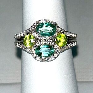 NWOT Chuck Clemency Mint Apatite & Peridot Genuine Gemstone Designer Ring Boho